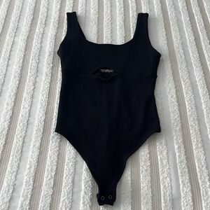 Abercrombie & Fitch Soft Collection Black Ribbed Knit Cutout Bodysuit NW…